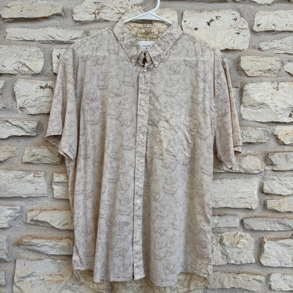 Billy Reid Beige Floral Casual Button Down Shirt